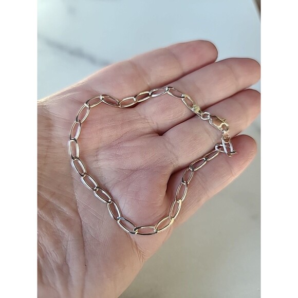 925 Sterling Silver Link Chain Bracelet Vintage - Picture 4 of 10